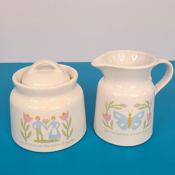 C.R. Gibson Ceramic Cream & Sugar Bowl Set - Picture 1 of 9